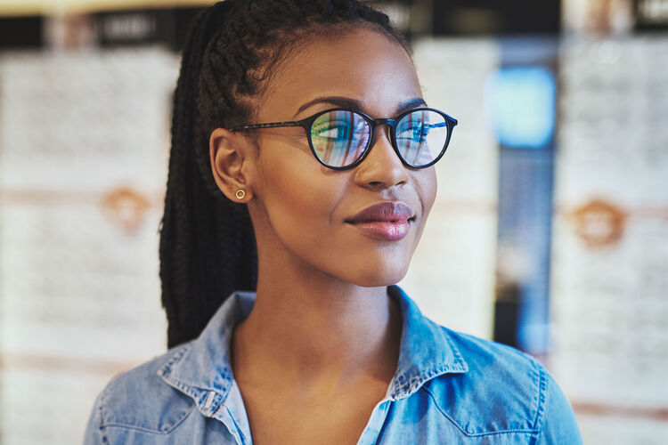 woman with glasses