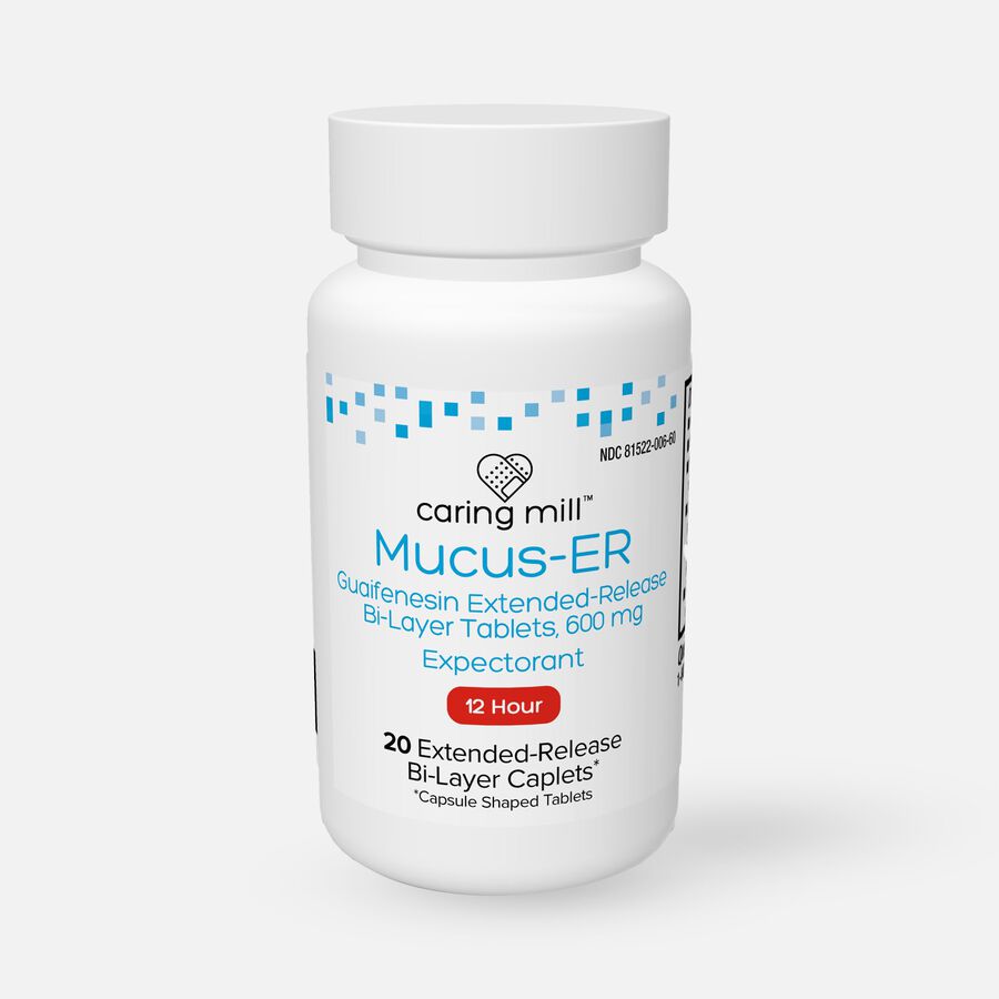 Caring Mill™ Mucus Guaifenesin Extended-Release Bi-Layer Caplets, 600mg, 20 ct., , large image number 1