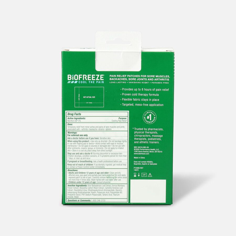 Biofreeze Pain Relief Patch, Large, 5 ct., , large image number 1