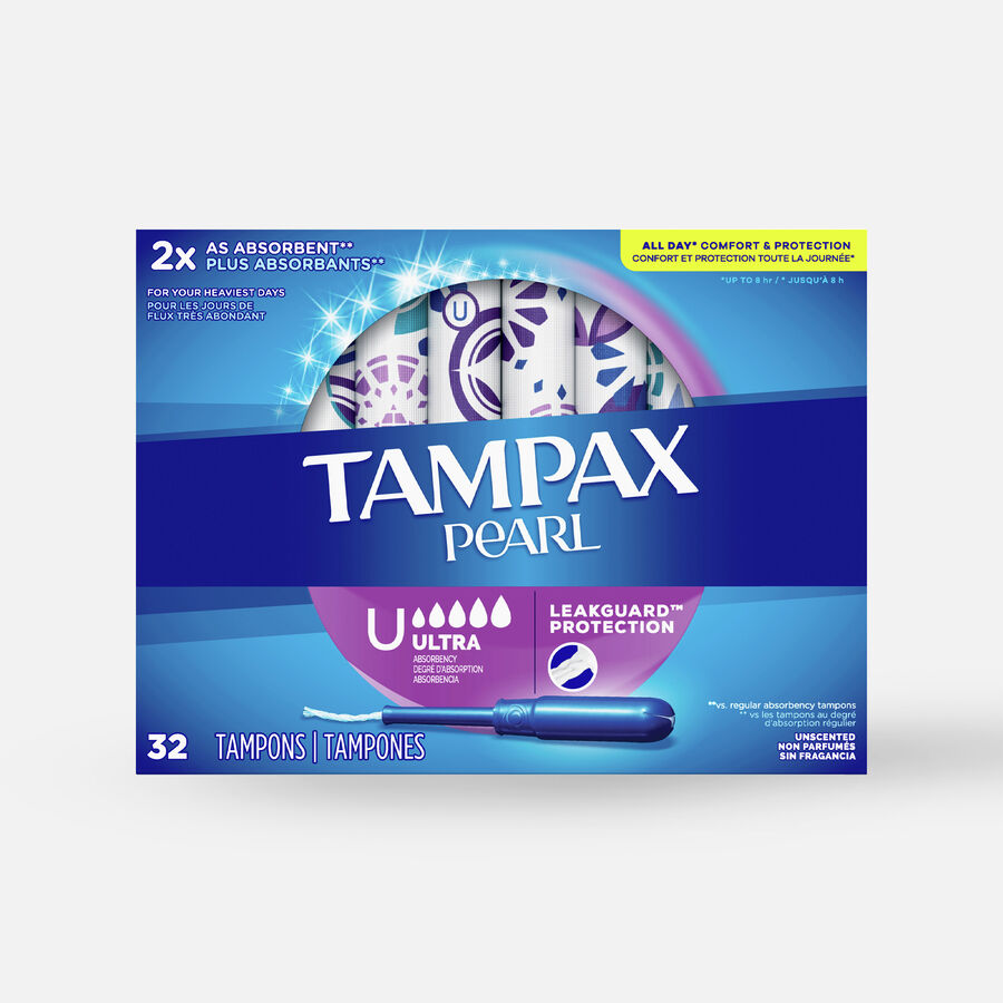 Tampax Pearl Tampons with BPA-Free Plastic Applicator and LeakGuard Braid, Unscented, , large image number 6