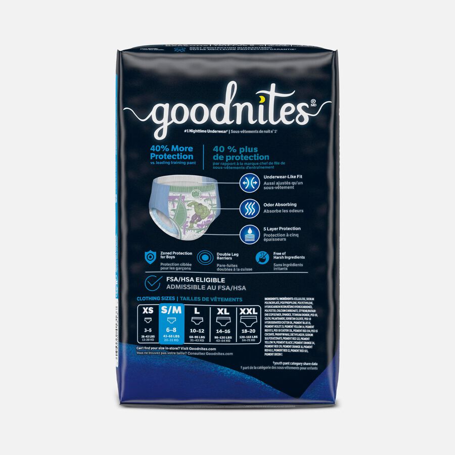 Goodnites Bedtime Underwear for Boys, S/M -14 ct., , large image number 1