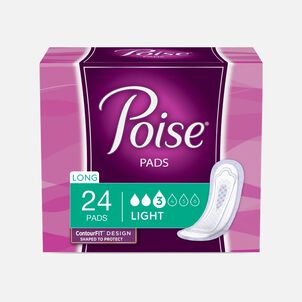 Poise Incontinence Pads, Ultra Thin Long 9.5" x 2.5", 24 ct.