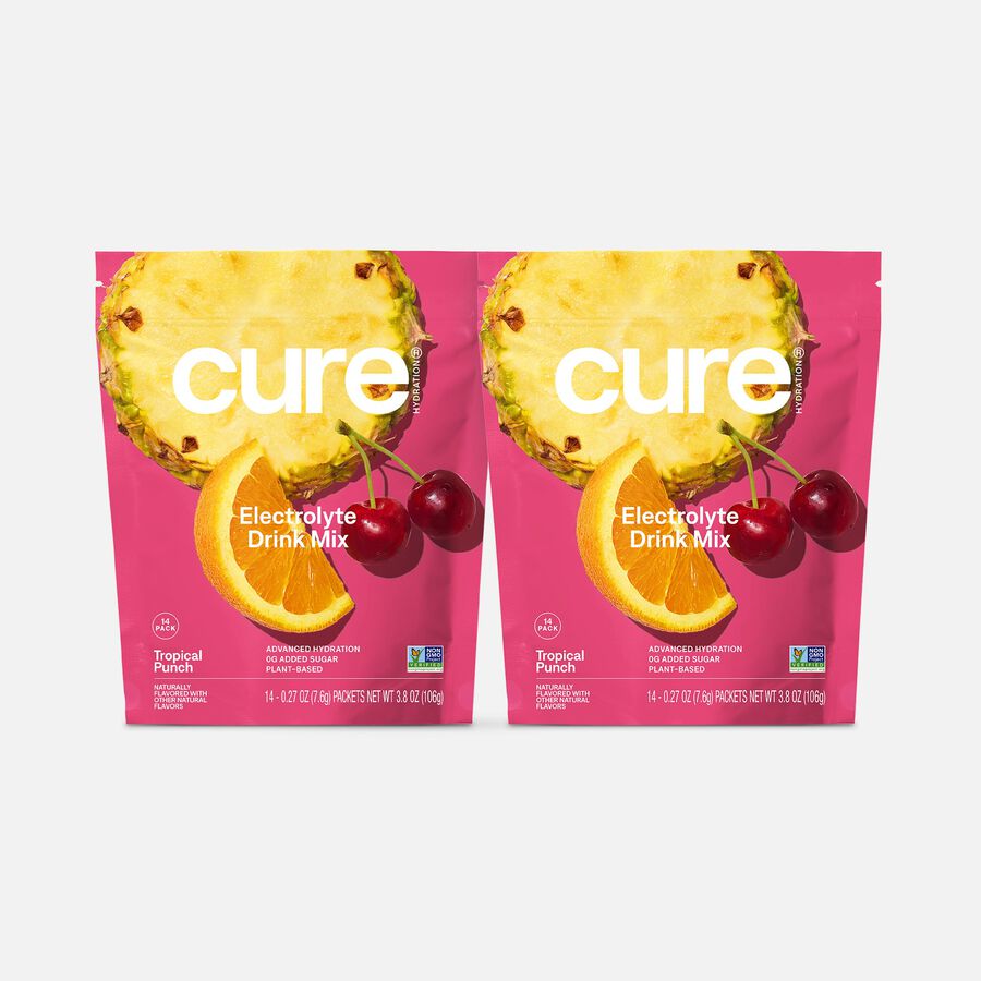 Cure Hydrating Electrolyte Drink Mix Pouches, Tropical Punch, 14 ct. (2-Pack), , large image number 0