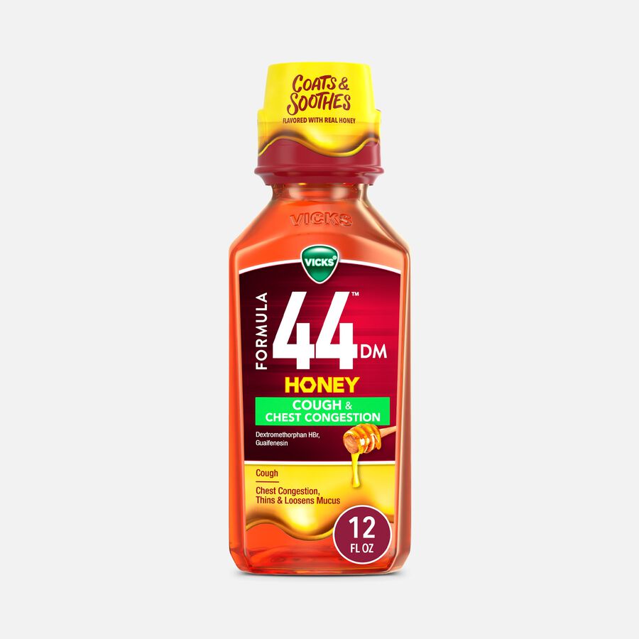 Vicks&reg; Formula 44&trade; DM Cough & Congestion Liquid Cough Medicine, Honey, 12 fl oz., , large image number 0