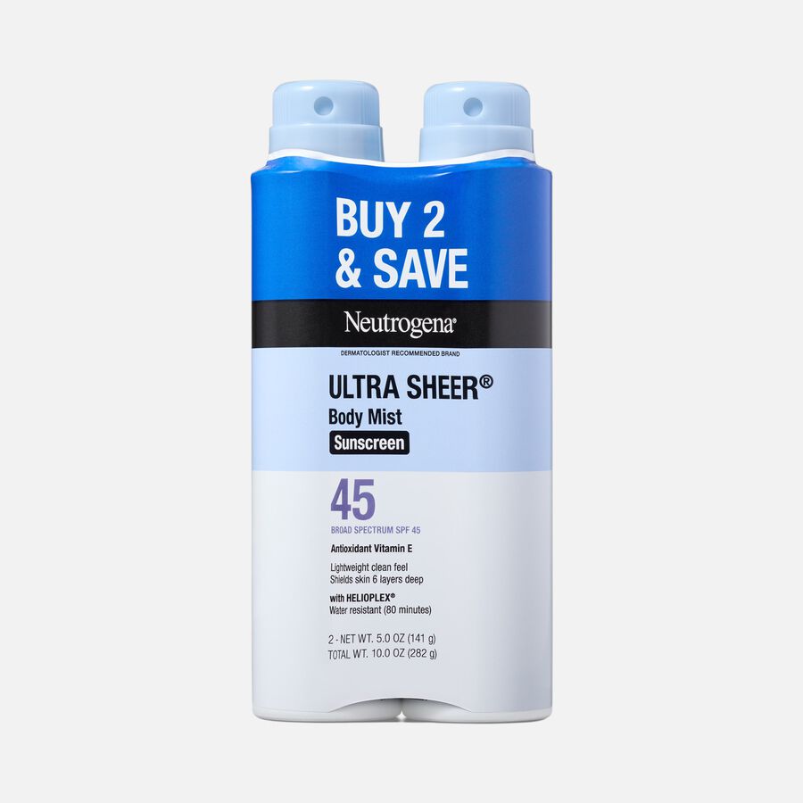 Neutrogena Ultra Sheer Spray SPF 45, Twin Pack, 5 oz. Bottles, , large image number 0