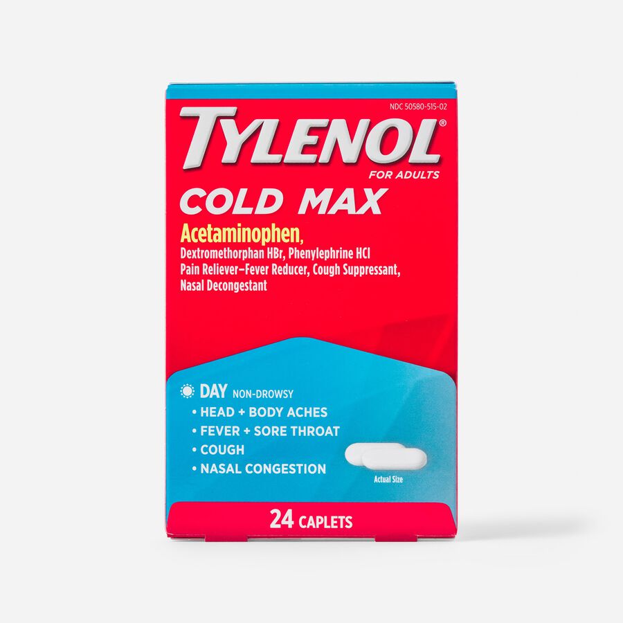 Tylenol Adult Cold Max Daytime Caplets, 24 ct., , large image number 0