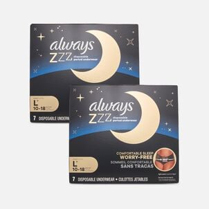 Always ZZZ Overnight Disposable Period Underwear, Large, 7 ct. (2-Pack)