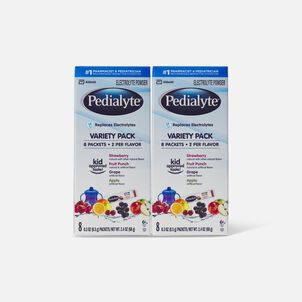 Pedialyte® Electrolyte Powder Pack - Punch, Grape, Apple and Strawberry Flavor Variety, .3 oz., 8 ct. (2-Pack)