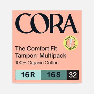 Cora Organic Cotton Applicator Tampons, Regular/Super, 32 ct.