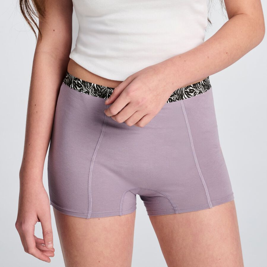 Thinx Teens Boyshort Period Underwear, Purple Ash, , large image number 1