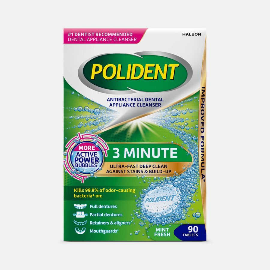 Polident 3 Minute Antibacterial Dental Appliance Cleanser Tablets, 90 ct., , large image number 0