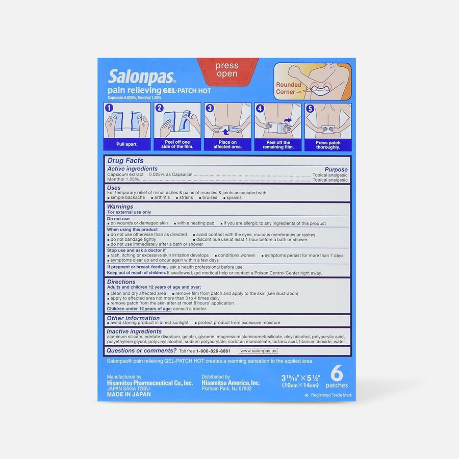 Salonpas Hot Gel Patch, 6 ct., , large image number 1