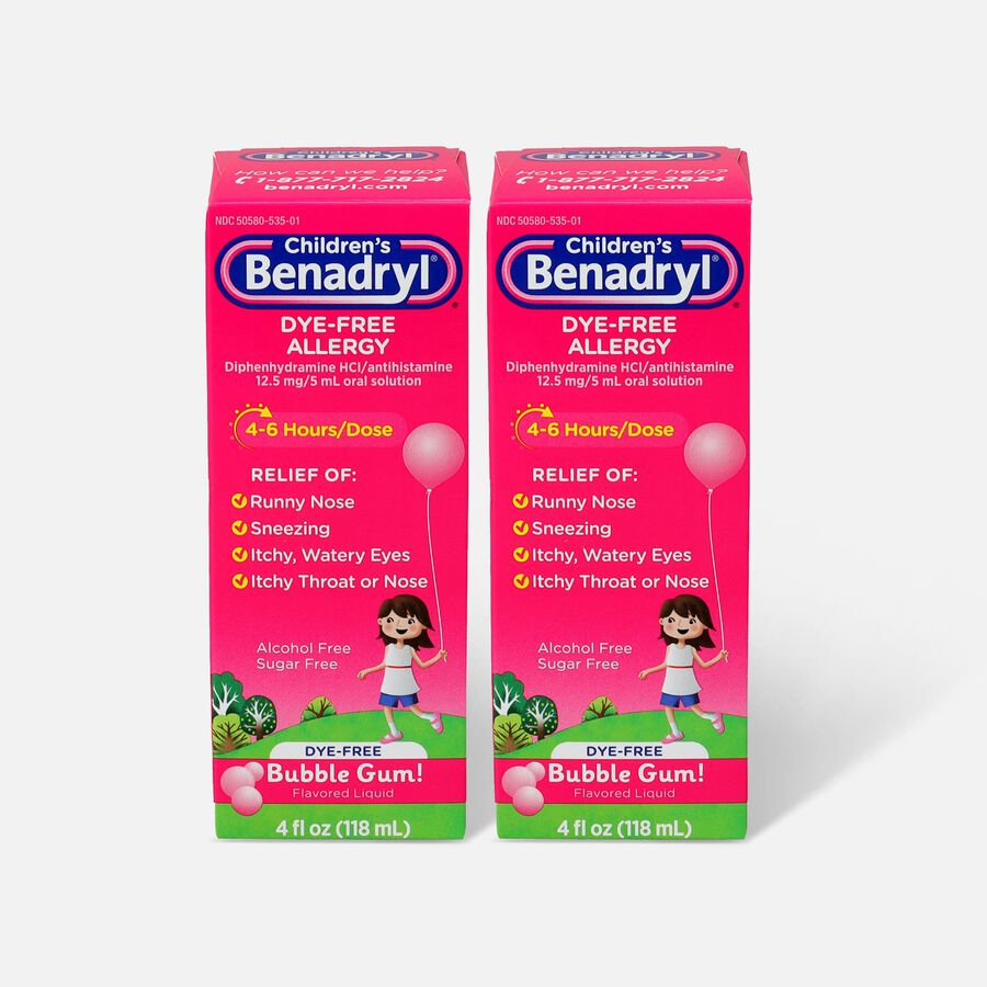 Children's Benadryl Oral Solution, Bubble Gum Flavored, 4 fl oz. (2-Pack), , large image number 0