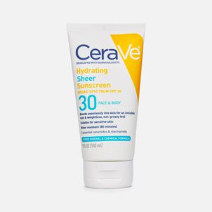 CeraVe Hydrating Sheer Face & Body Sunscreen Lotion, SPF 30, 5 fl oz.