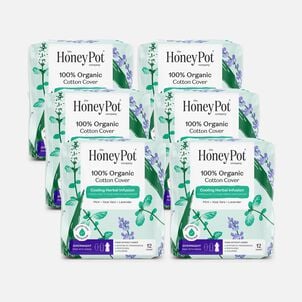 The Honey Pot 100% Organic Top Sheet Overnight Herbal Menstrual Pads with Wings, 12 ct. (6 pack)