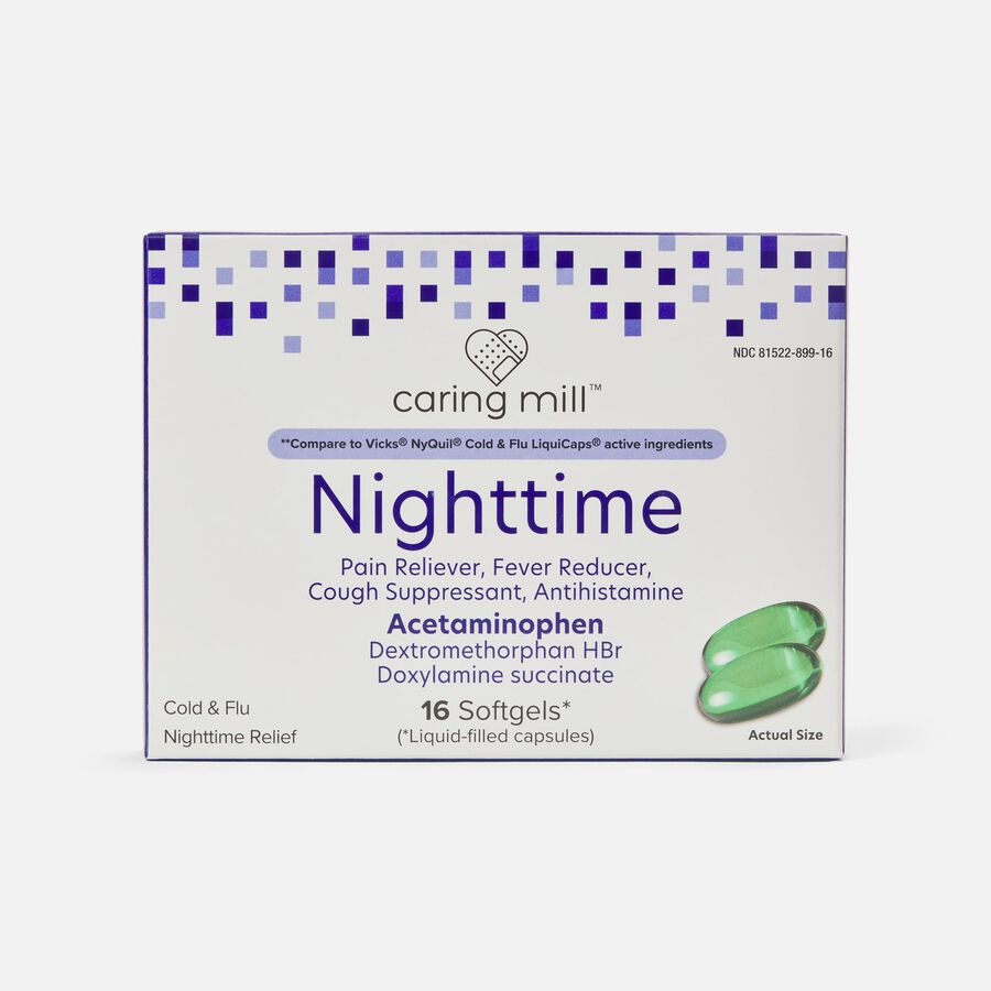 Caring Mill&trade; Nighttime Cold & Flu Relief Softgels, 16 ct., , large image number 0