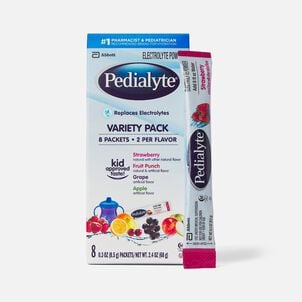 Pedialyte® Electrolyte Powder Pack - Punch, Grape, Apple and Strawberry Flavor Variety, .3 oz., 8 ct.