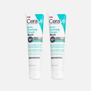 CeraVe Acne Foaming Cream Face & Body Wash with Benzoyl Peroxide 10% Maximum Strength, 5 fl oz. (2-Pack)