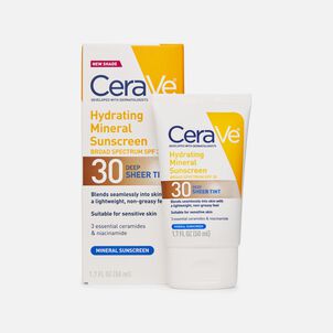 CeraVe Hydrating Mineral Tinted Sunscreen, SPF 30, 1.7 fl oz.