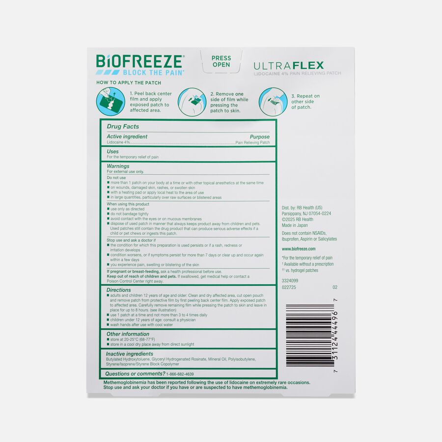 Biofreeze&reg; Ultraflex Maximum Strength Pain Relief Patches, 4 ct., , large image number 1