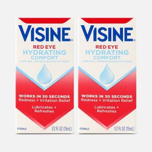 Visine Red Eye Hydrating Comfort Lubricating Eye Drops, .5 fl oz. (2-Pack)