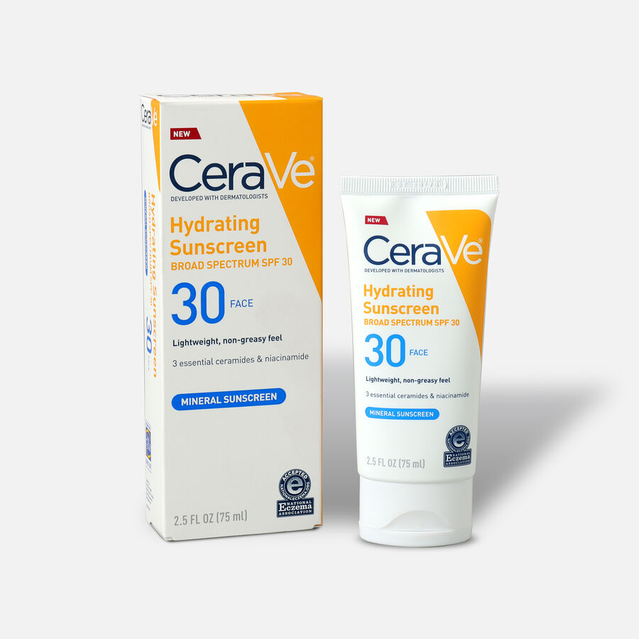 CeraVe Hydrating Mineral Face Sunscreen, 2.5 fl oz., , large image number 0