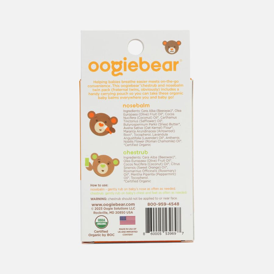 Oogiebear Organic Mini Nosebalm and Chestrub, , large image number 1