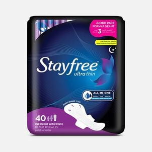 Stayfree Pads Ultra Thin Overnight Wings, 40 ct
