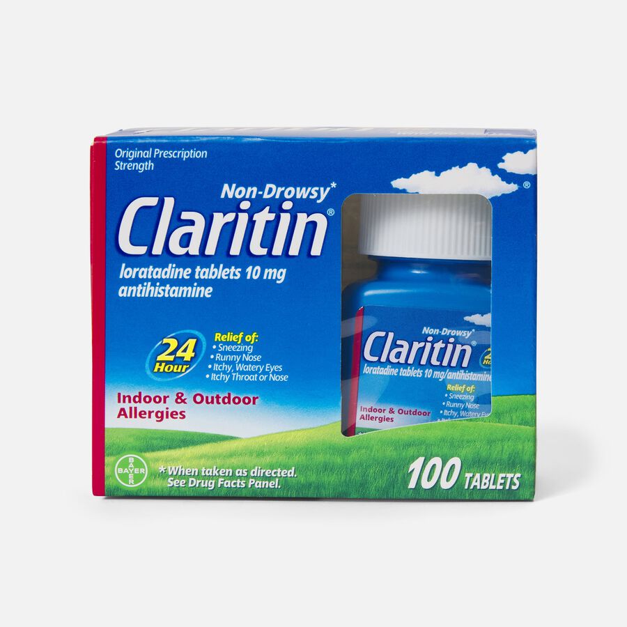 Claritin 24 Hour Allergy Medicine, Non-Drowsy Prescription Strength Allergy Relief, Loratadine Antihistamine Tablets, 100 ct., , large image number 0