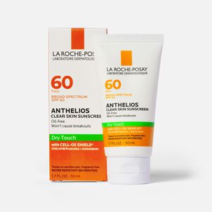 La Roche-Posay Anthelios Clear Skin, Dry Touch Face Sunscreen, Oil Free with SPF 60, 1.7 fl oz.