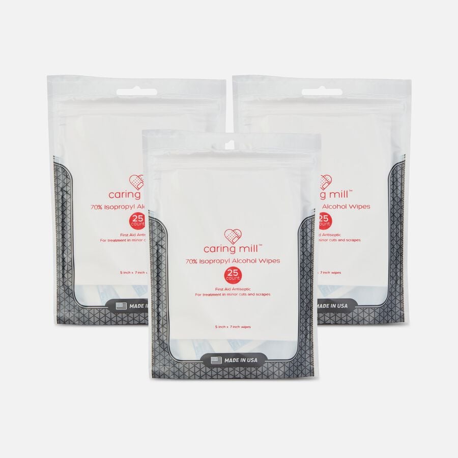 Caring Mill&trade; Travel Alcohol Wipes, 25 ct. (3-Pack), , large image number 0