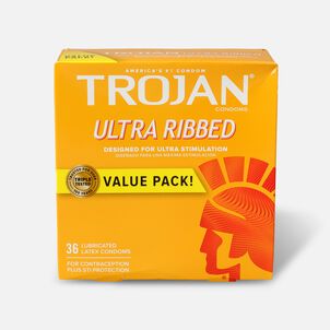 Trojans Condoms, Ribbed, Lubricated, Latex