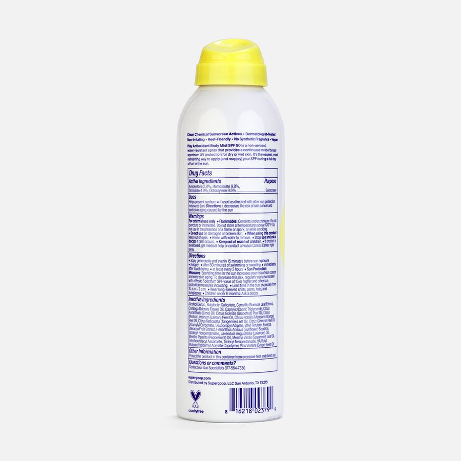 Supergoop! PLAY Antioxidant Body Mist SPF 50 with Vitamin C, 6 oz., , large image number 1