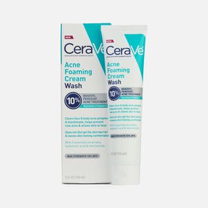 CeraVe Acne Foaming Cream Face & Body Wash with Benzoyl Peroxide 10% Maximum Strength, 5 fl oz.