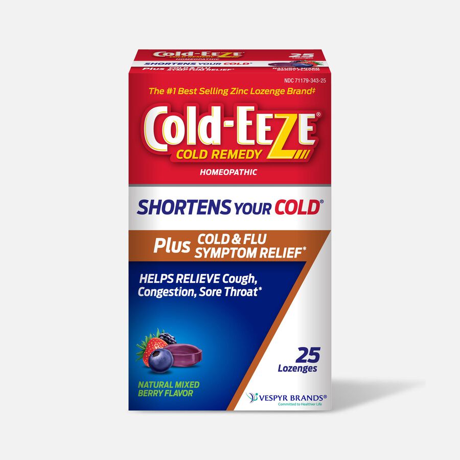 Cold-EEZE Plus Cold and Flu Symptom Relief Natural Mixed Berry Flavor Lozenge, 25 ct., , large image number 0
