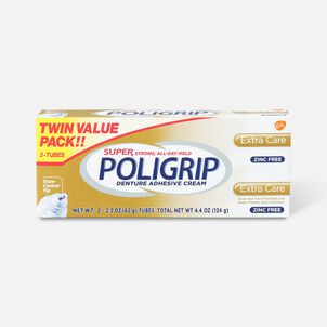 Super Poligrip Extra Care Zinc Free Denture Adhesive Cream - Twin Pack
