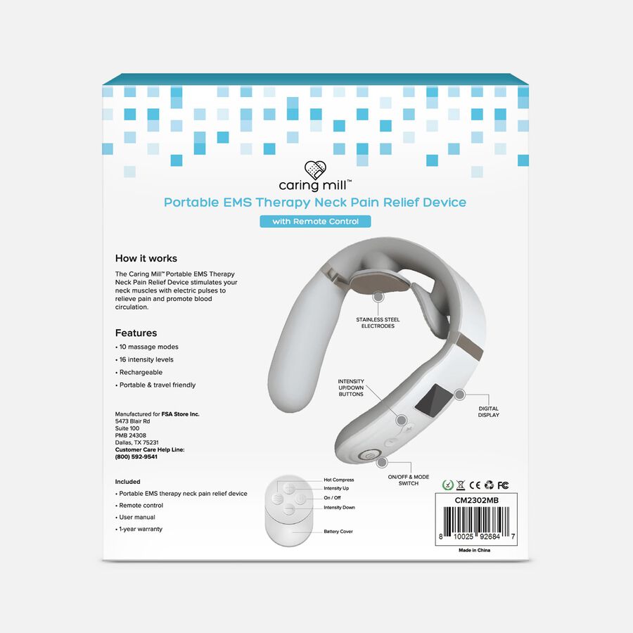 Caring Mill&trade; Cordless Portable Neck EMS Pain Relief Device with Heat Therapy, , large image number 2
