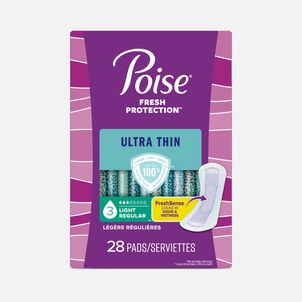 Poise Ultra Thin Incontinence Pads, Light Regular, 28 ct.