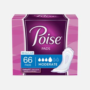 Poise Incontinence Pads, Moderate Absorbency, Regular, 66 ct.