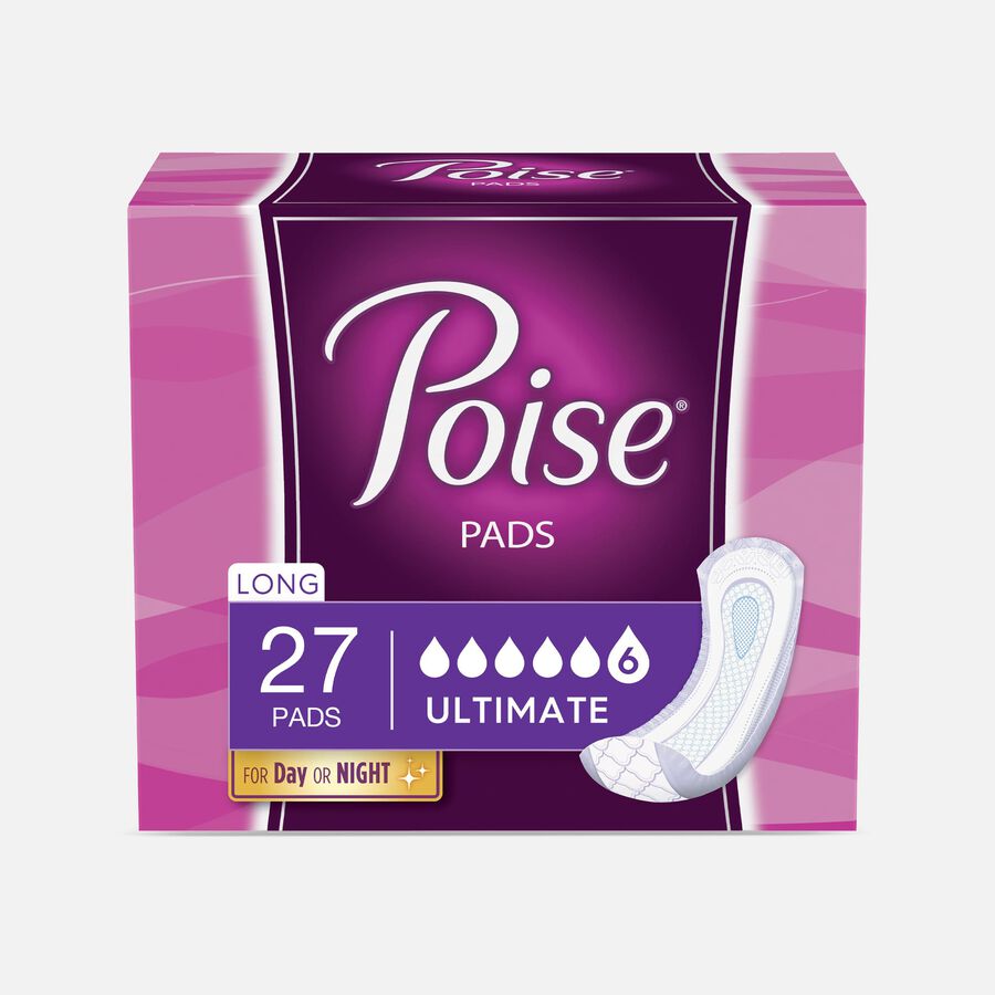 Poise Incontinence Pads, Ultimate Absorbency, Long, 27 ct., , large image number 0