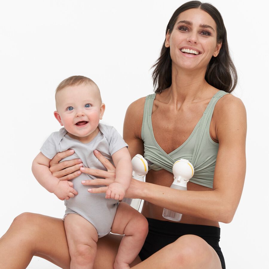 Larken X Nursing + Hands-Free Pumping Bra, Sage, Medium, Sage, large image number 3