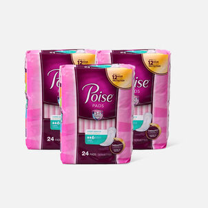 Poise Incontinence Pads, Ultra Thin Long 9.5" x 2.5", 24 ct. (3-Pack)