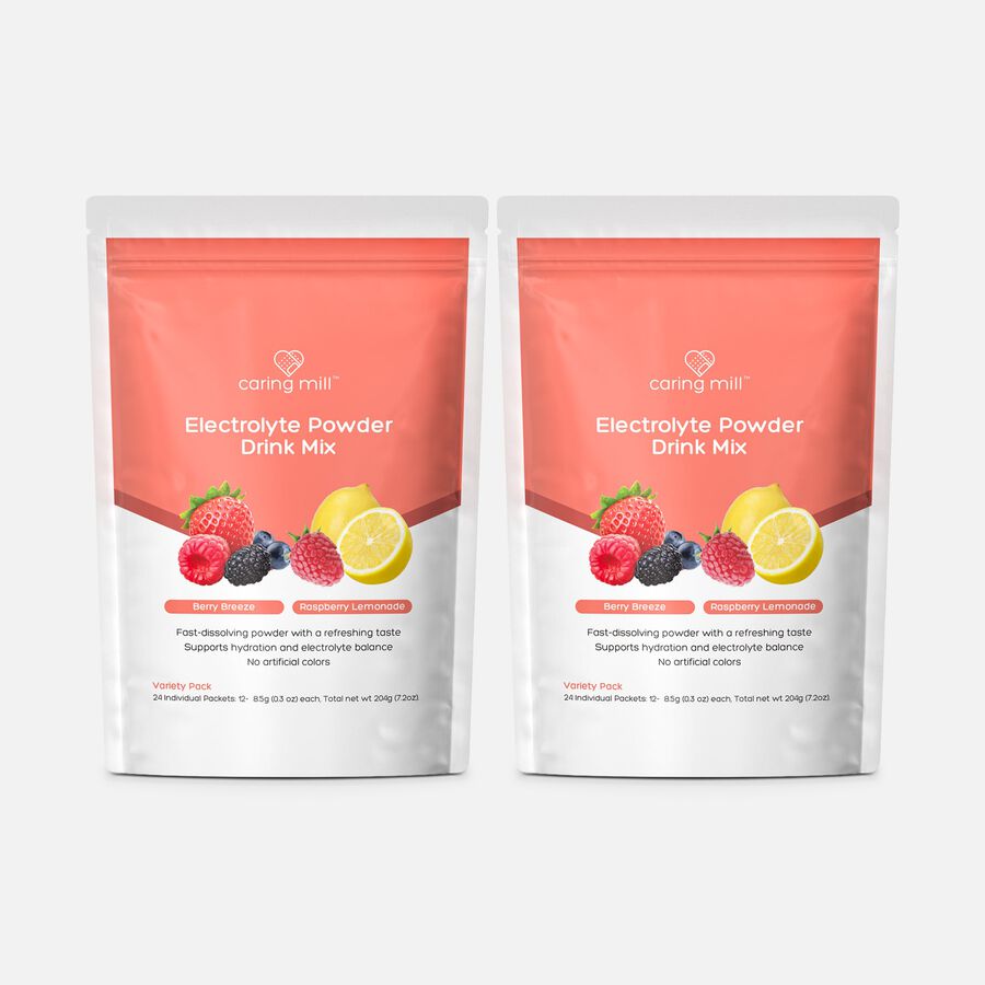 Caring Mill&trade; Electrolyte Powder, Berry Breeze and Raspberry Lemonade Flavor Variety, 24 ct. (2-Pack), , large image number 0