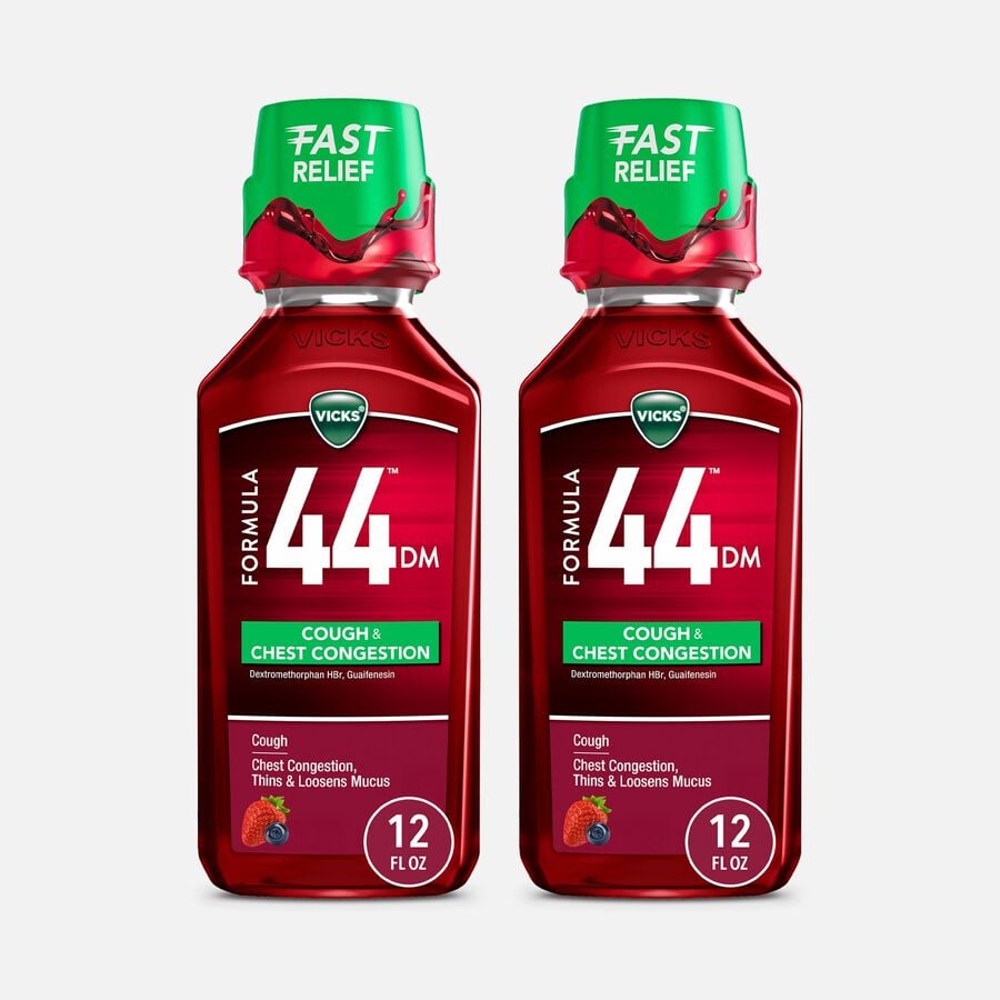 Vicks&reg; Formula 44&trade; DM Cough & Congestion Liquid Cough Medicine, Berry, 12 fl oz. (2-Pack), , large image number 0