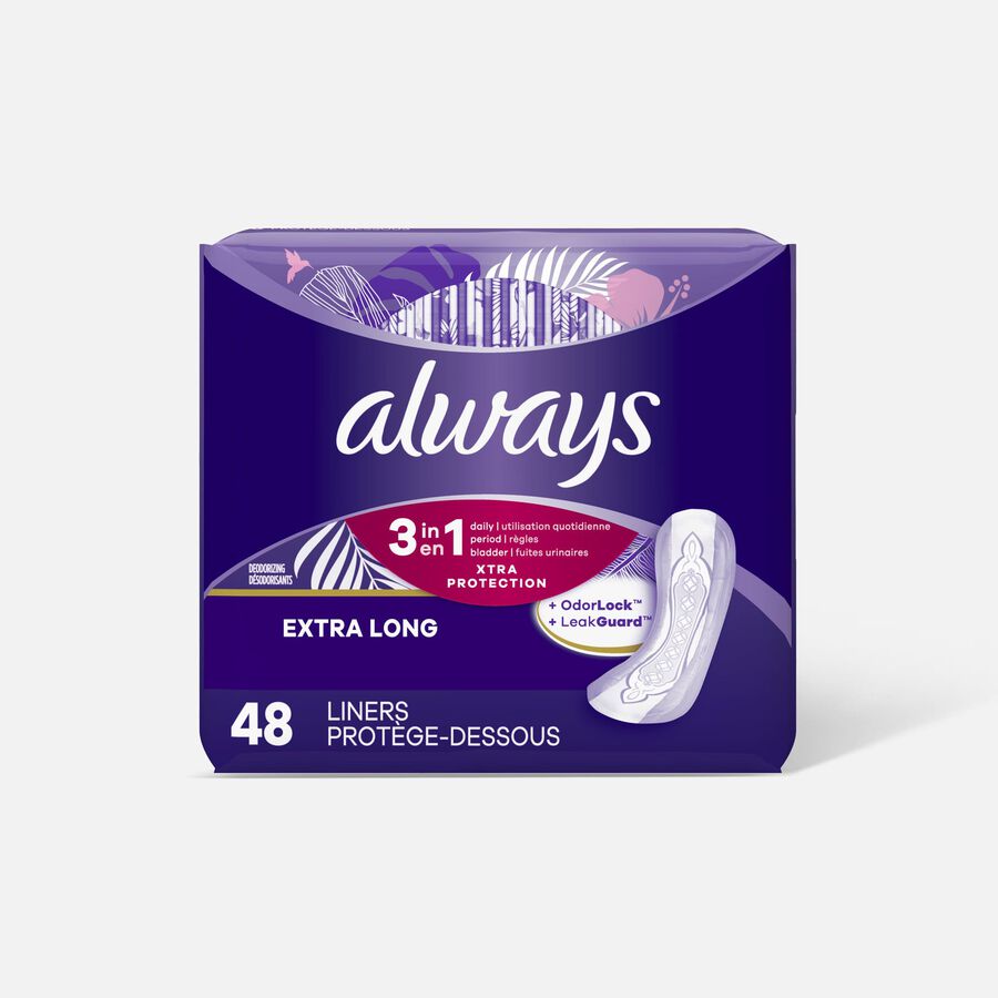 Always Panty Liners, Xtra Long with Leakguard, 48 ct., , large image number 0