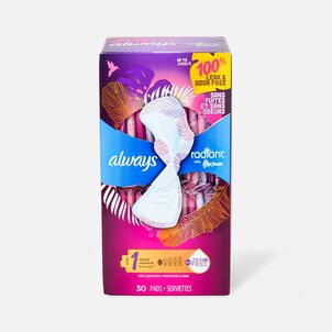 Always Radiant FlexFoam Pads with Wings, Scented