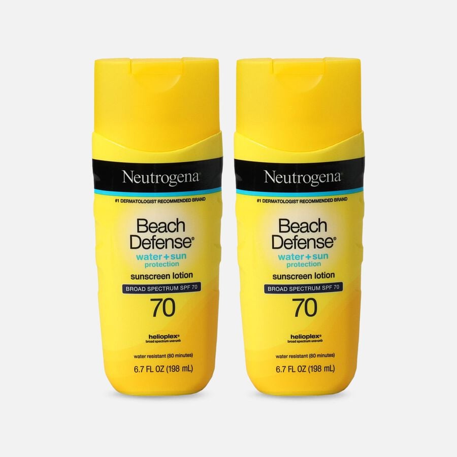 Neutrogena Beach Defense&reg; Sunscreen Lotion, Broad Spectrum, SPF 70, 6.7 oz. (2-Pack), , large image number 0