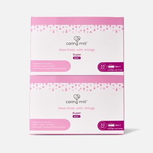 Caring Mill™ Overnight Maxi Pads with Wings, Size 4, 33 ct. (2-Pack)