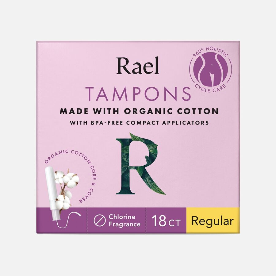 Rael Organic Cotton Core Tampons with Plant Based Compact Applicators - Regular, 18 ct., , large image number 0