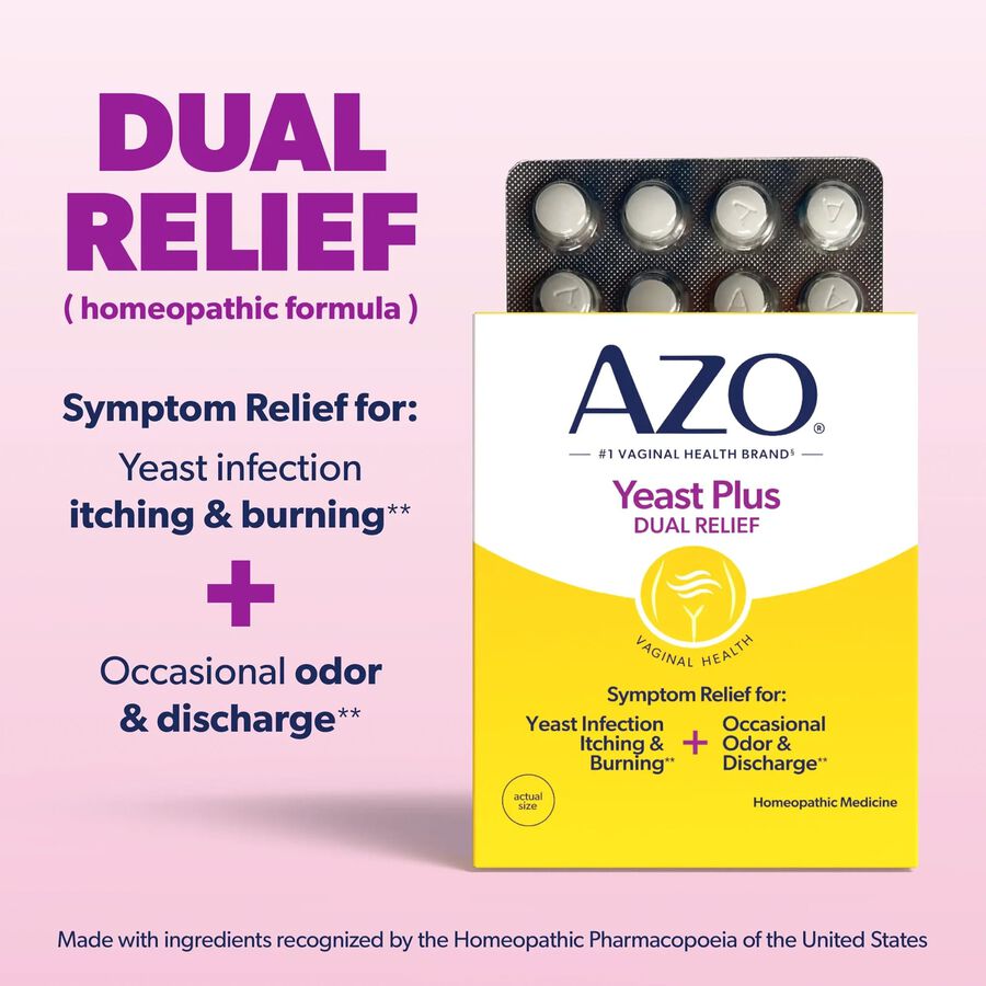 AZO Yeast, Natural Symptom Prevention & Relief, 400 mg, Tablets, 60 ct., , large image number 1
